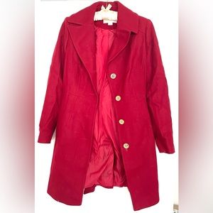 MICHAEL Michael Kors - Red Wool Winter Coat with gold buttons - Size Small